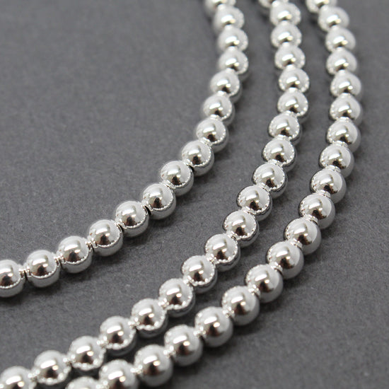 Vintage Mexico Sterling Silver Bead Necklace, 6 mm | eBay