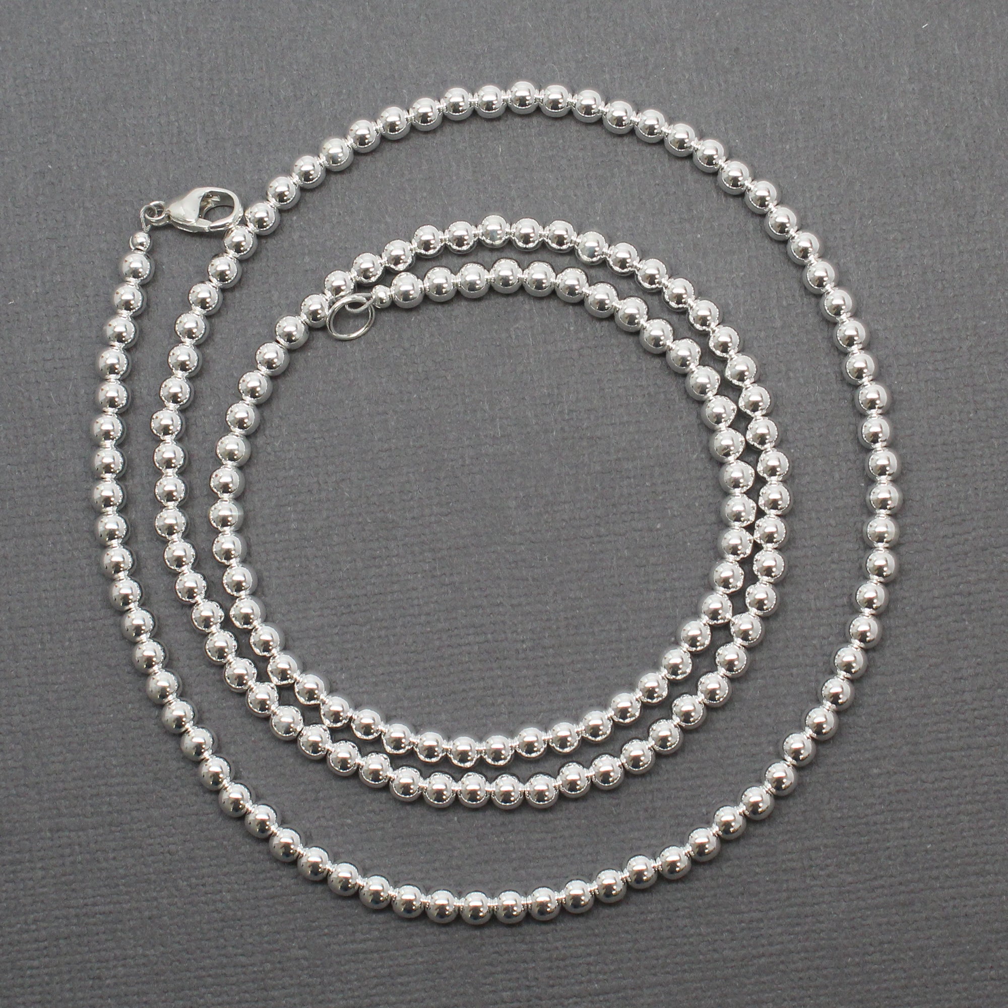 4mm Sterling Silver Beaded Necklace 16