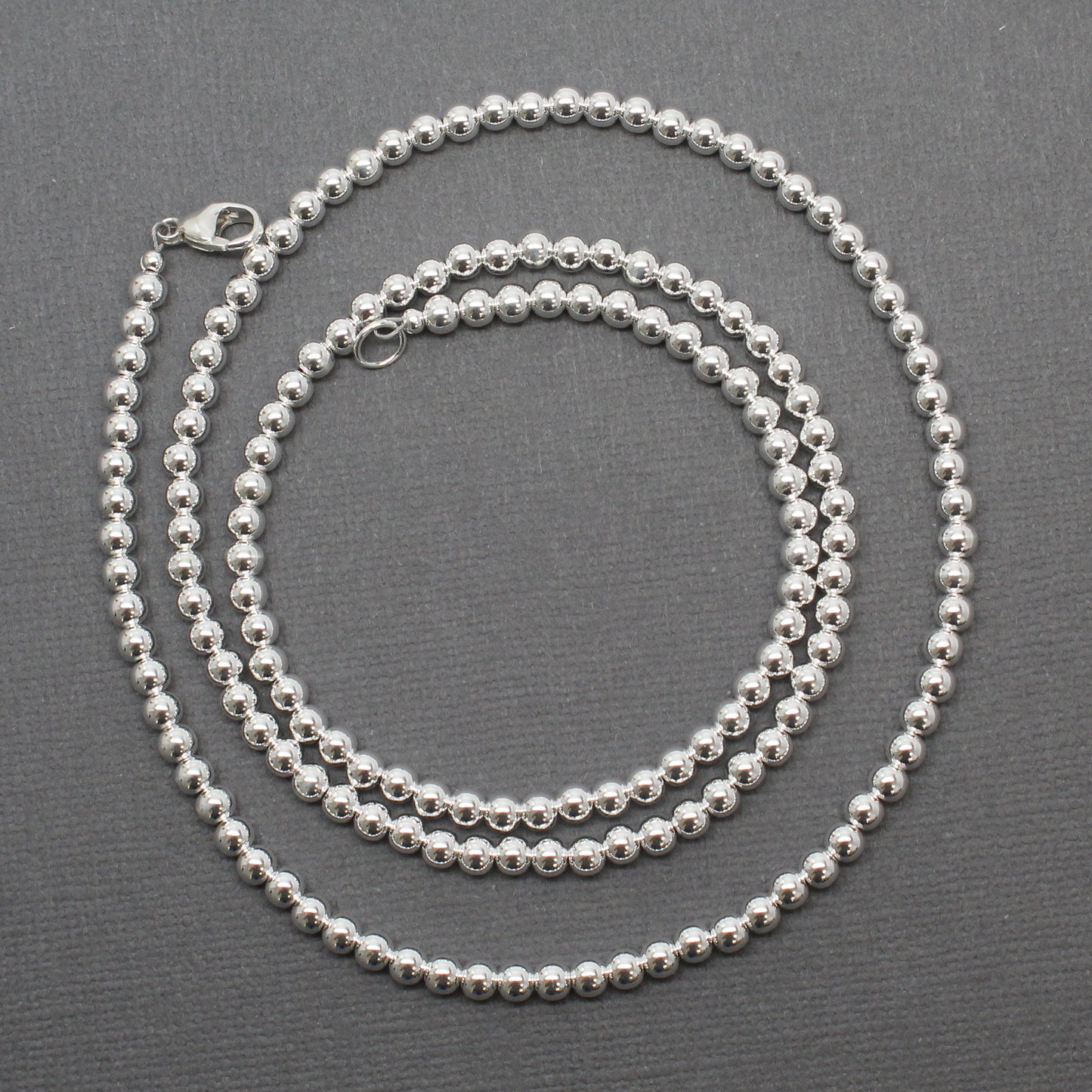 4mm Sterling Silver Bead Necklace, 4mm Silver Bead Choker Necklace,  Everyday Silver Necklace, 4mm Silver Bead Strand, Layer Necklace -   Norway