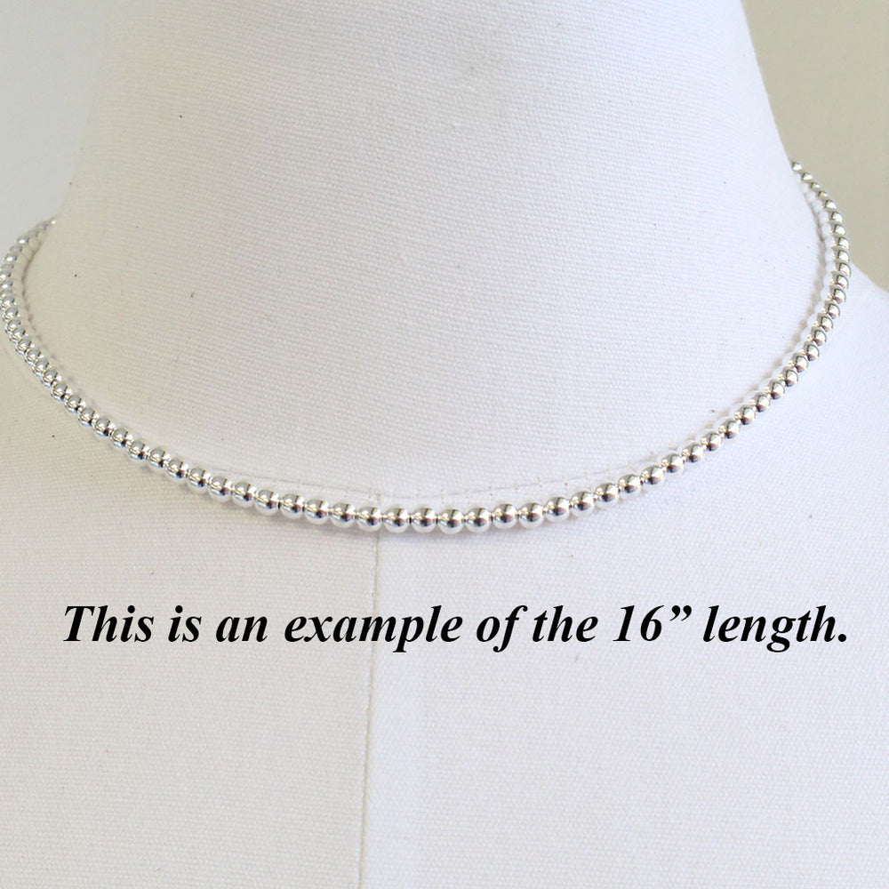 
                      
                        16 4mm Sterling Silver Bead Necklace Strand
                      
                    