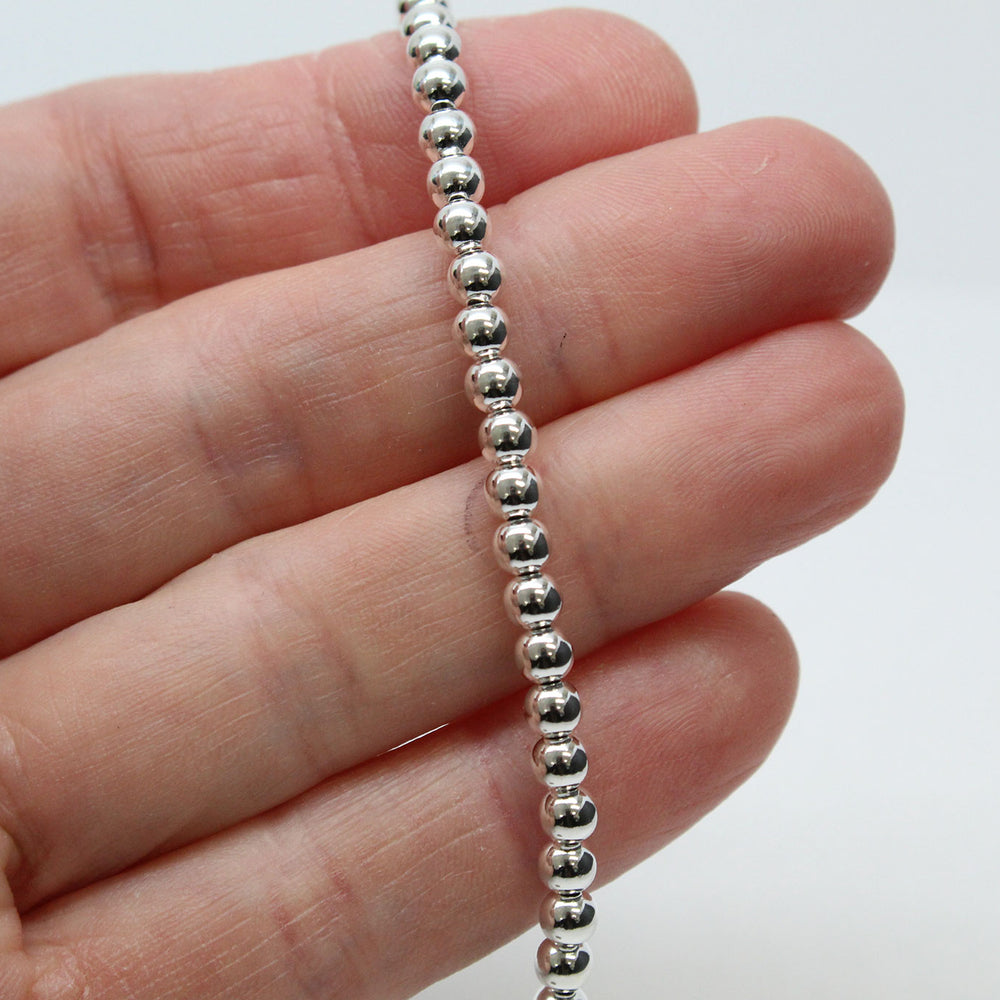 
                      
                        4mm Sterling Silver Bead Necklace Strand
                      
                    