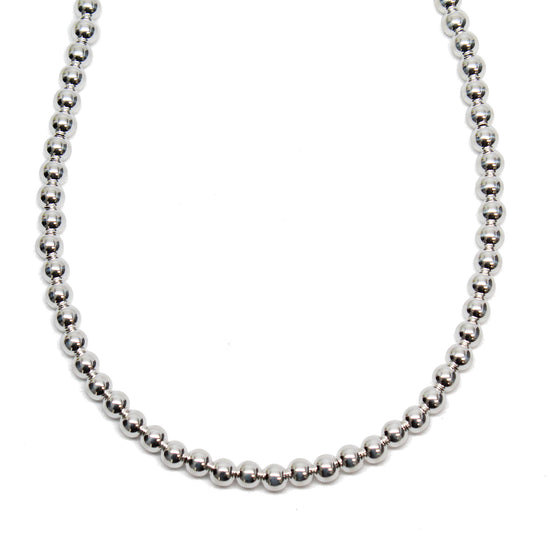 6 mm. sterling silver bead necklace – Mar Silver Jewelry
