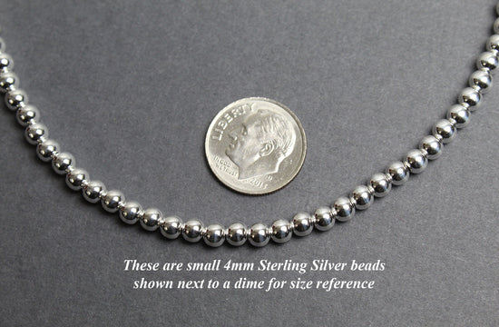 4mm Sterling Silver Bead Necklace Strand