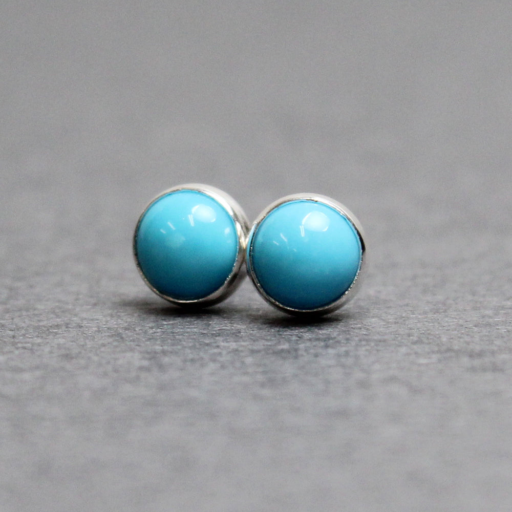 
                      
                        Turquoise Stud Earrings, Small 4mm in Sterling Silver
                      
                    