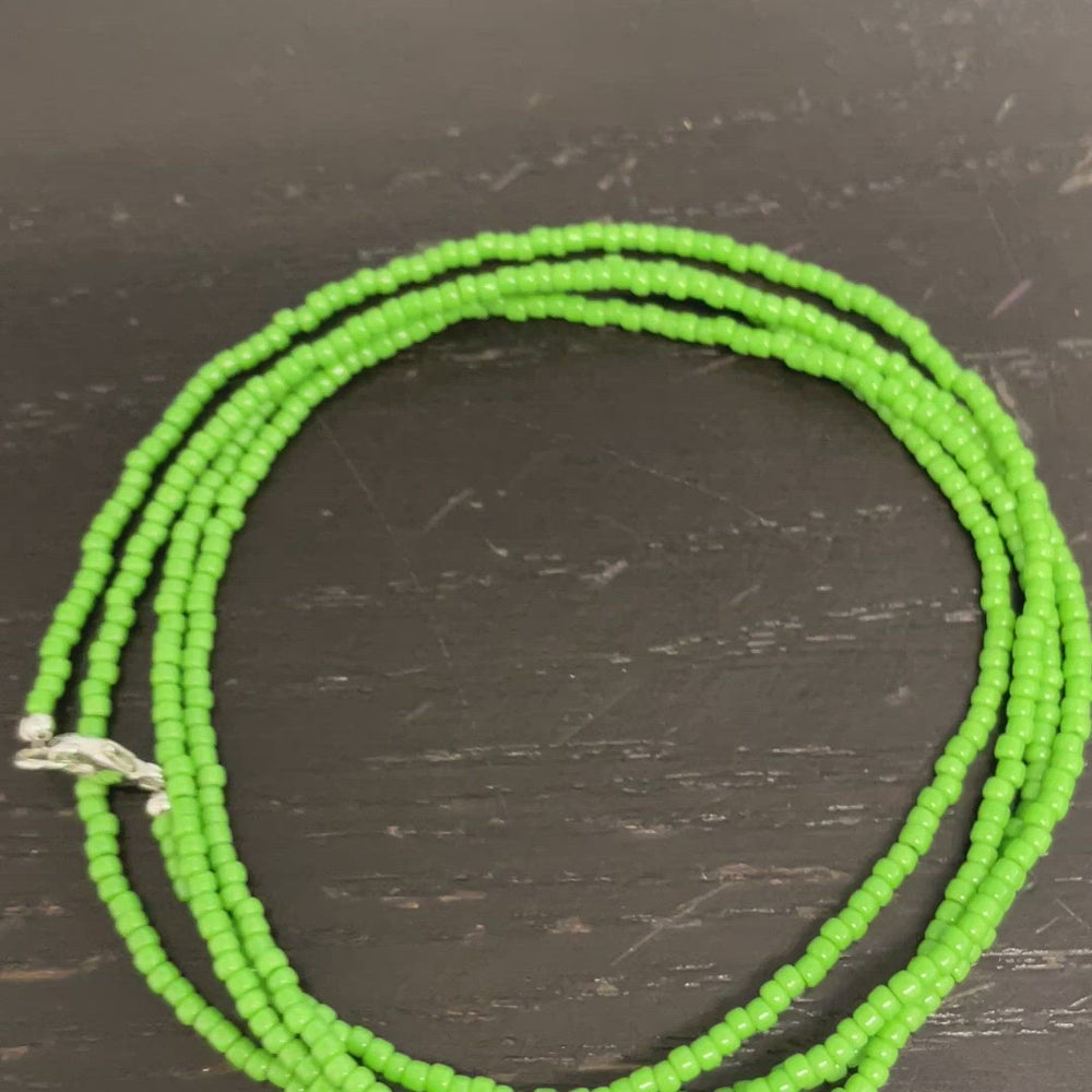 
                      
                        Load and play video in Gallery viewer, Mint Green Seed Bead Necklace
                      
                    