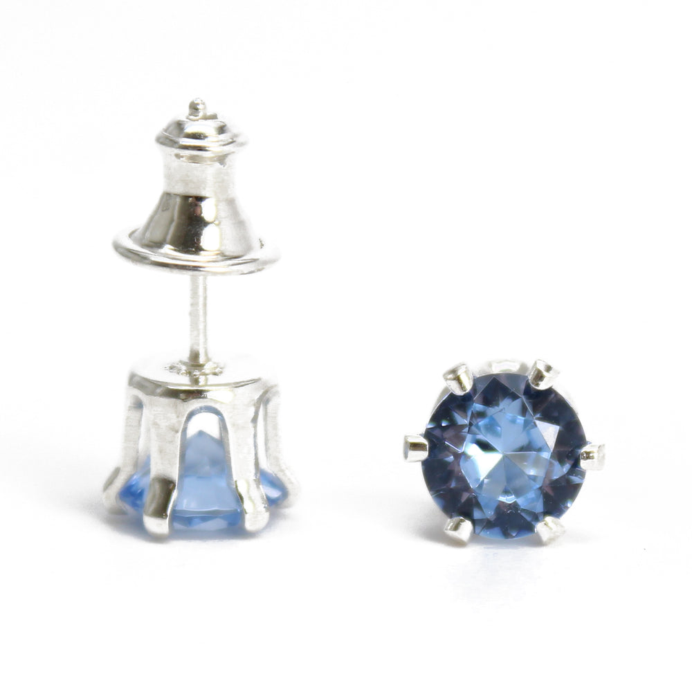 
                      
                        Aquamarine Stud Earrings, 6mm Round Prong Set 925 Sterling Silver
                      
                    