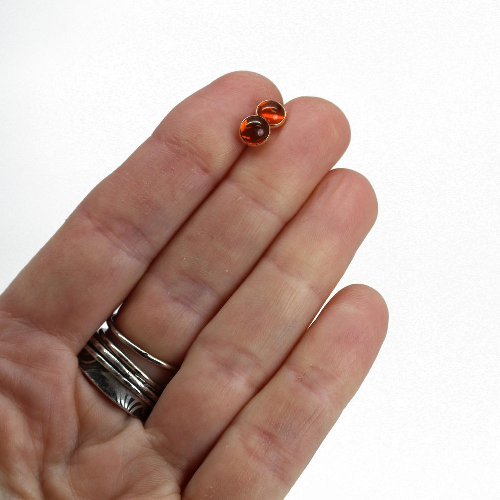 
                      
                        Handmade 6mm Fire Opal Stud Earrings in Gold
                      
                    