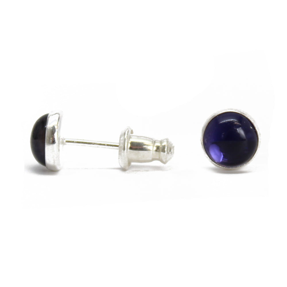 
                      
                        Iolite Stud Earrings, 6mm Blue Gemstone Studs in Sterling Silver
                      
                    