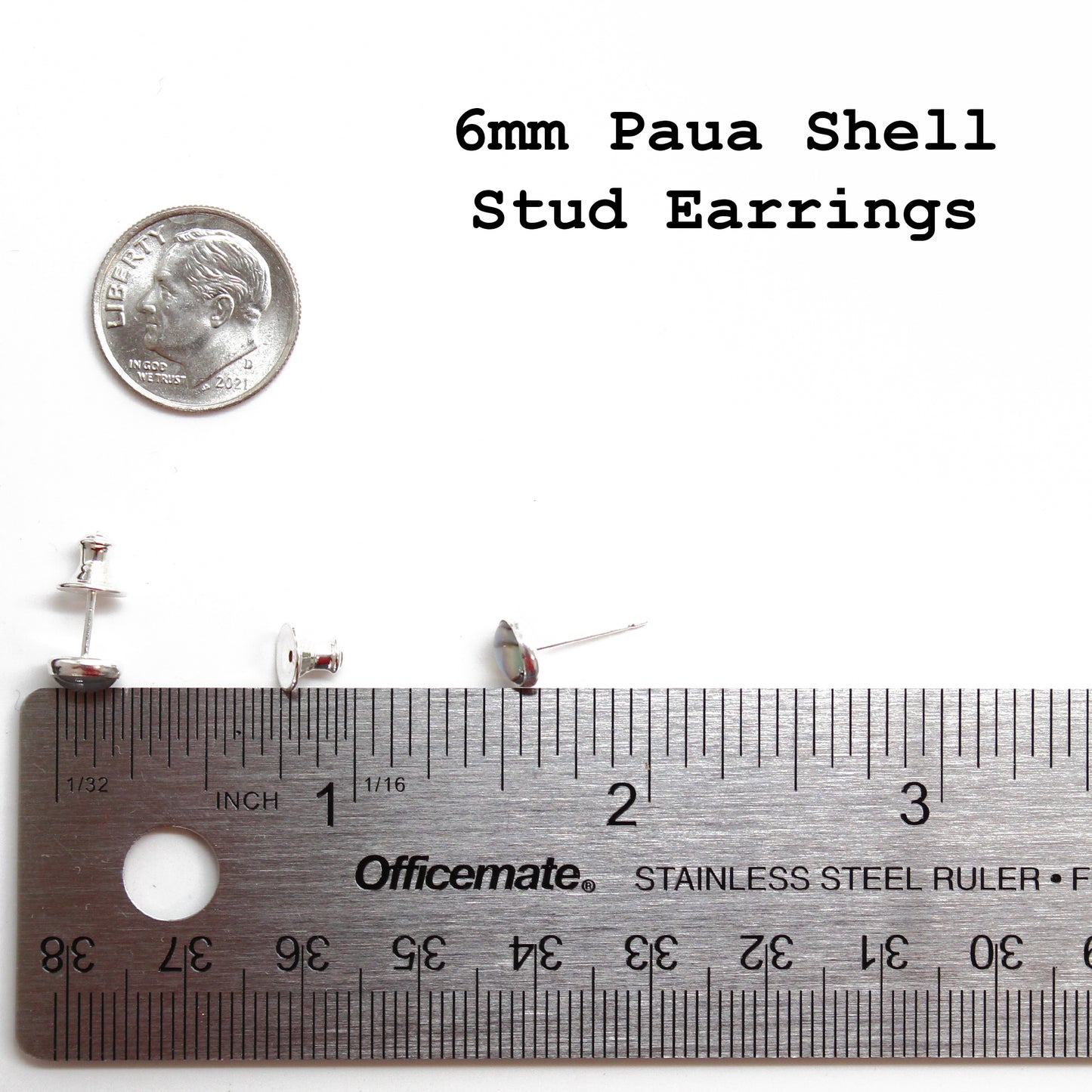 6mm Paua Shell Stud Earrings
