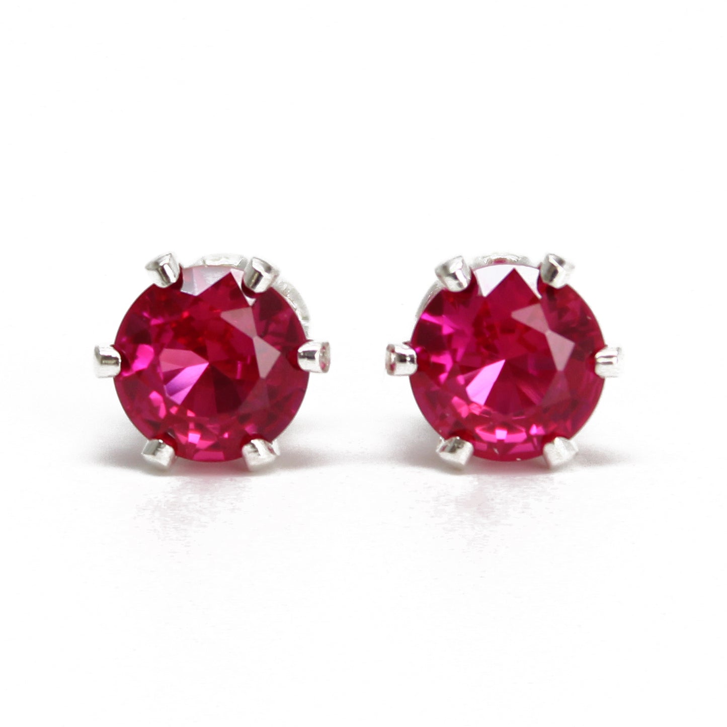 Sterling Silver 6mm Round Lab Created Ruby Stud Earrings Sterling Silver 6mm Round Lab Created Ruby Stud Earrings