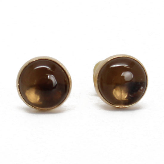 Load image into Gallery viewer, Smoky Quartz Stud Earrings, 6mm Brown Gemstone Studs
