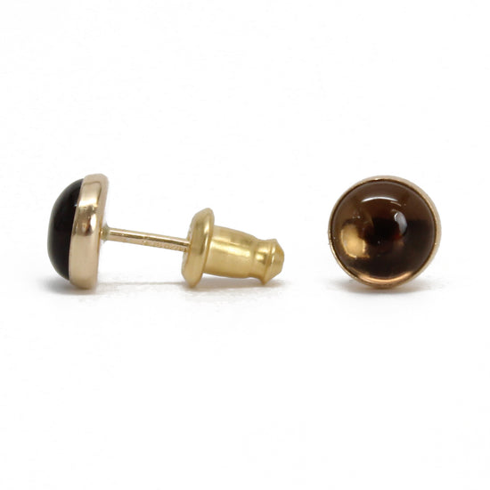 Smoky Quartz Stud Earrings, 6mm Brown Gemstone Studs