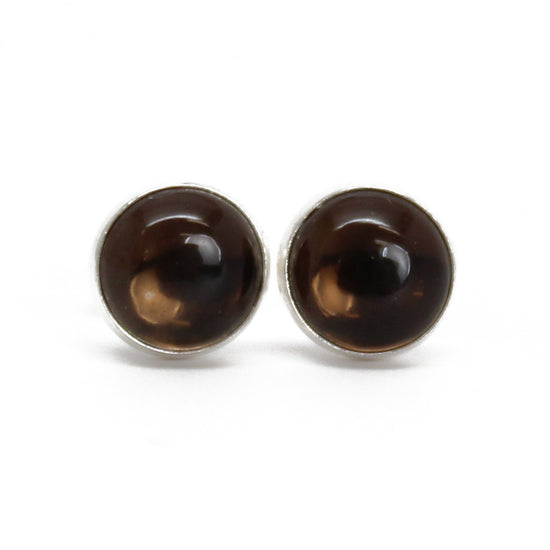 Load image into Gallery viewer, Smoky Quartz Stud Earrings, 6mm Brown Gemstone Studs

