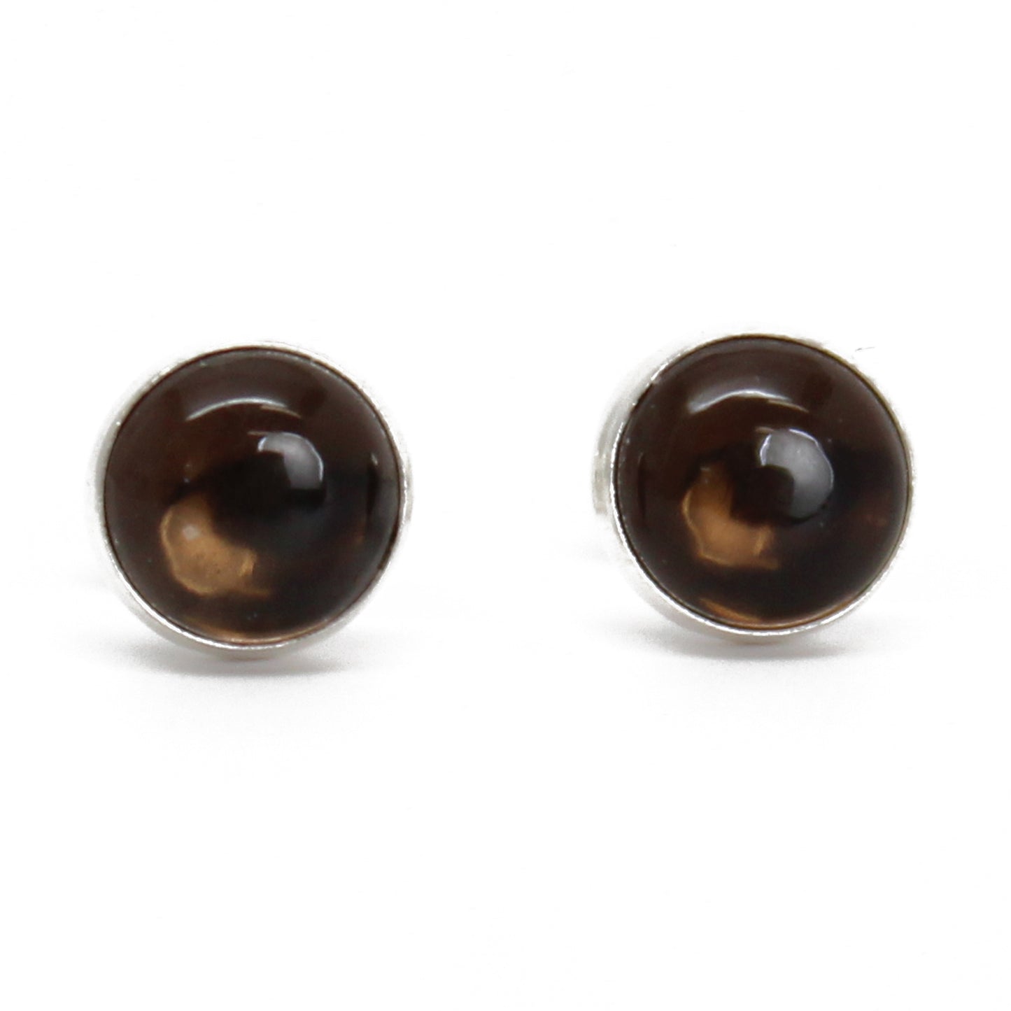 Smoky Quartz Stud Earrings, 6mm Brown Gemstone Studs