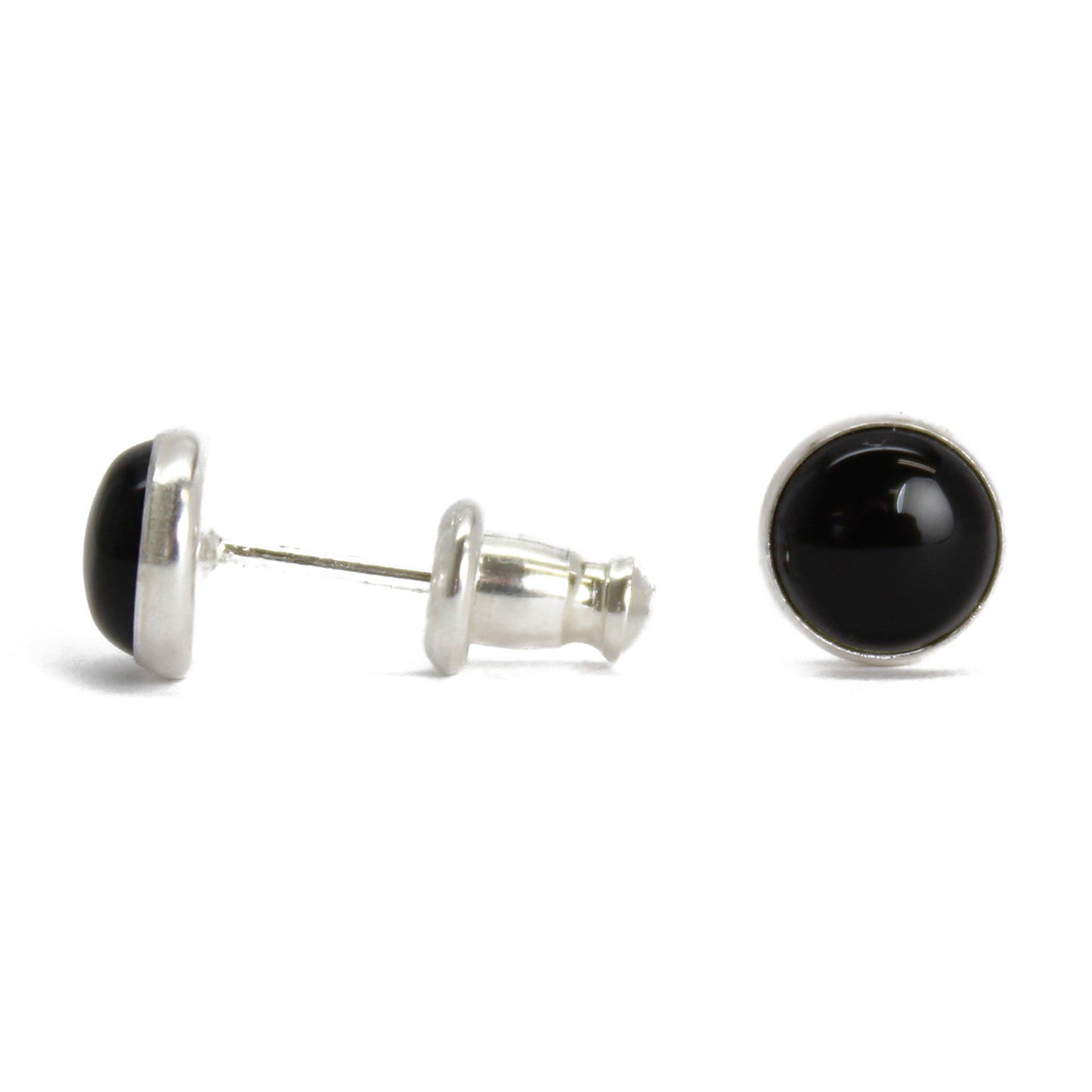 Black Onyx Stud Earrings, 6mm in Sterling Silver or Gold Fill