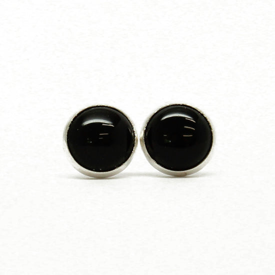 Black Onyx Stud Earrings-6mm in Sterling Silver
