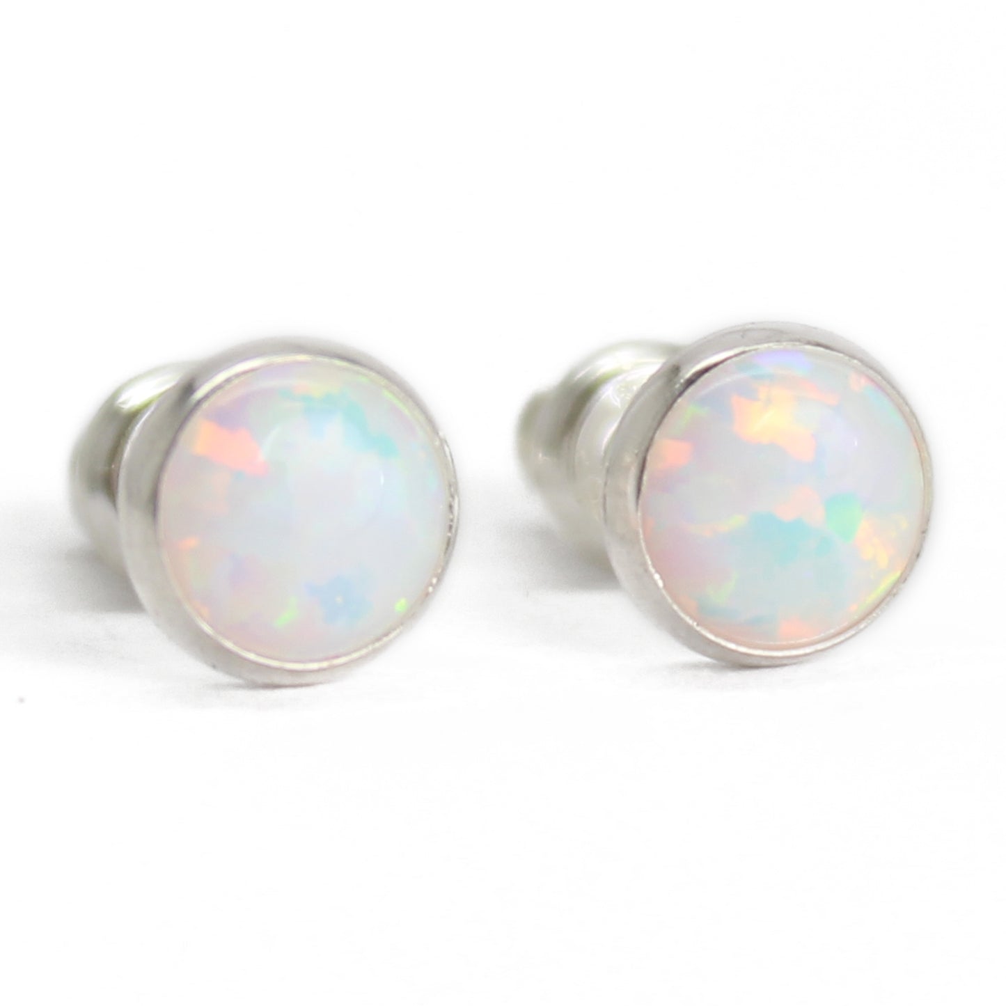 Opal Stud Earrings – October Birthstone in Sterling Silver – Indie and Harper Opal Stud Earrings – October Birthstone in Sterling Silver – Indie and Harper