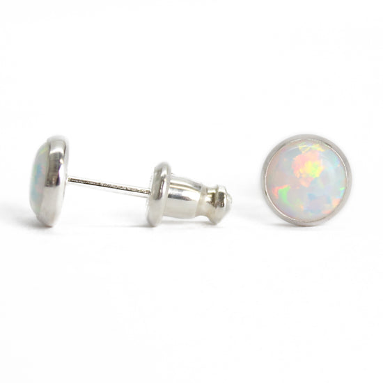 6mm opal stud earrings in sterling silver