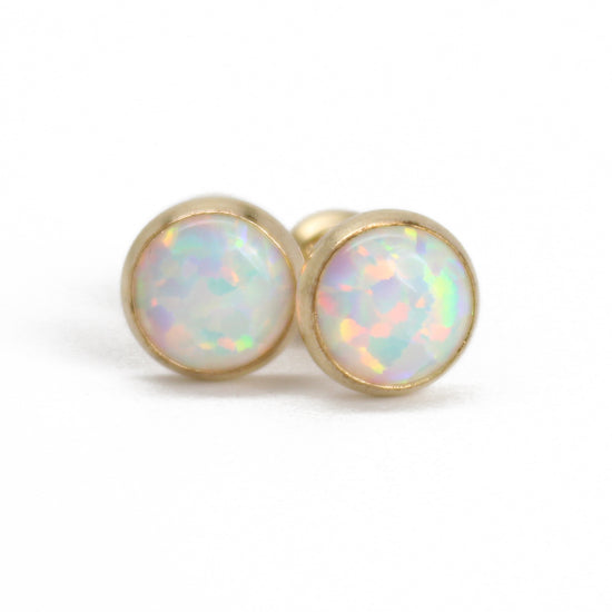 Load image into Gallery viewer, Opal Stud Earrings in 14k Gold Fill
