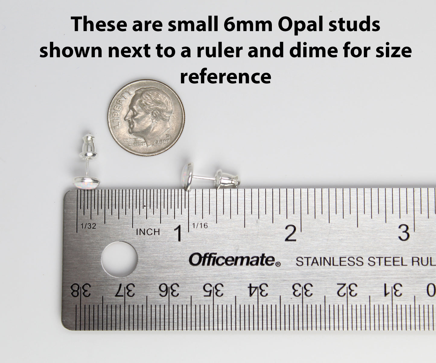 Opal Stud Earrings, 6mm in Sterling Silver or 14k Gold FIll