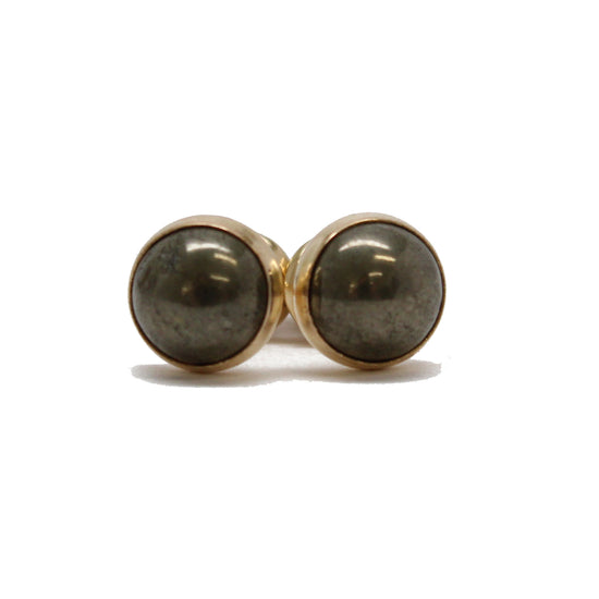 Pyrite Stud Earrings in Gold Fill
