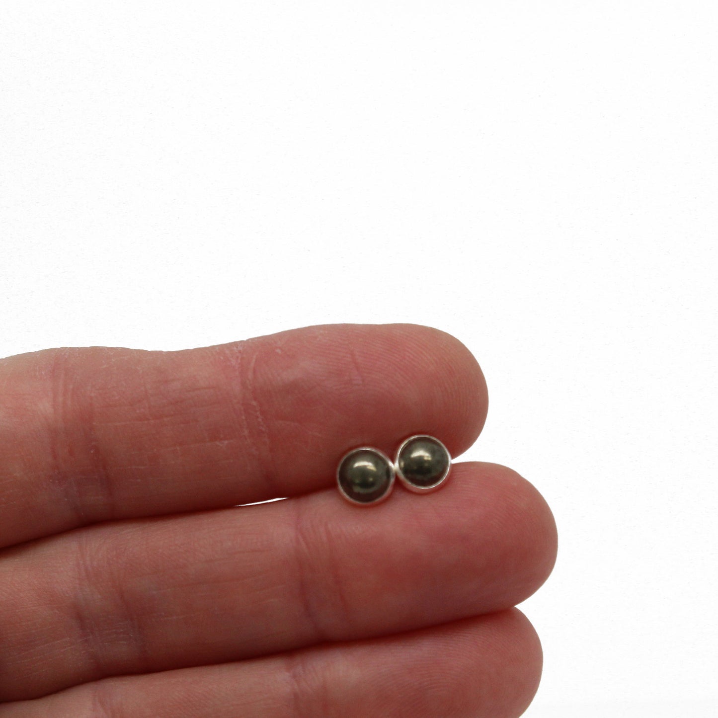 Handmade Pyrite Stud Earrings in 925 Sterling Silver or Gold Fill