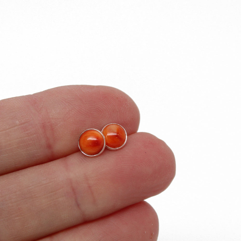 
                      
                        Spiny Oyster Stud Earrings in Sterling Silver, 6mm Orange Studs 
                      
                    