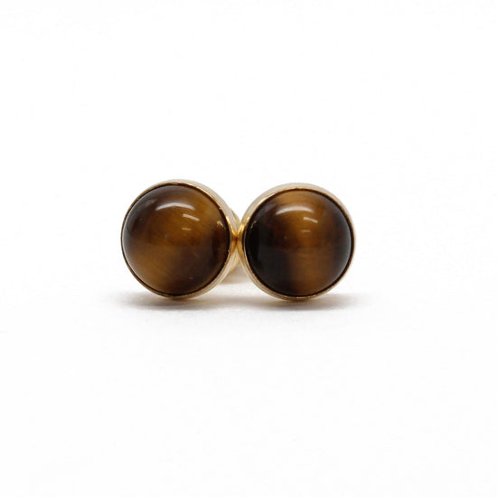 Load image into Gallery viewer, Tigers Eye Stud Earrings in Gold Fill
