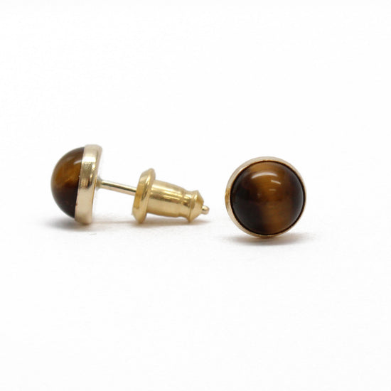 Load image into Gallery viewer, Tigers Eye Studs in Gold

