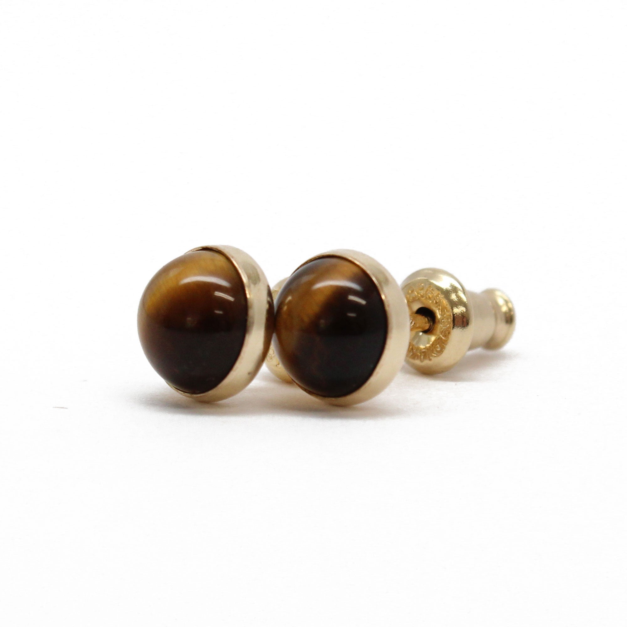 14K outlets Yellow Gold Tigers Eye Bead Ball Stud Earrings