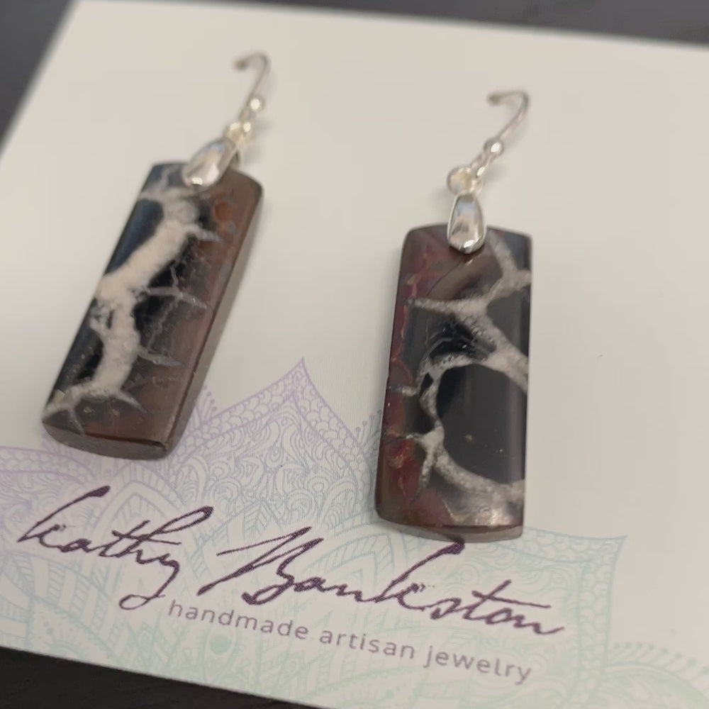 Septarian Fossil Earrings in Sterling Silver