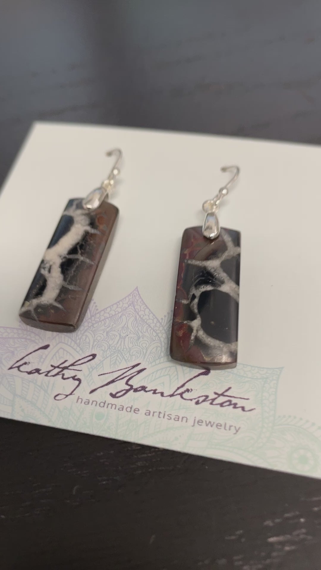 Septarian Fossil Earrings in Sterling Silver