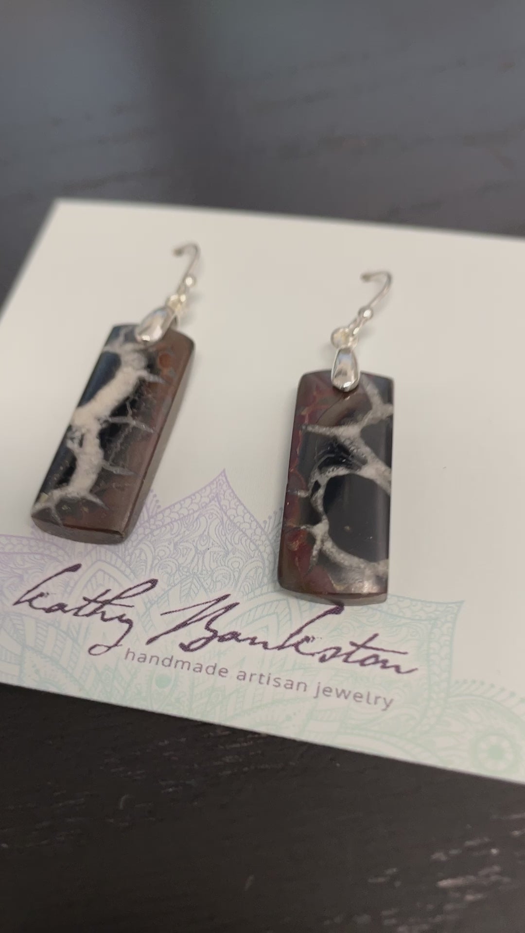 Load and play video in Gallery viewer, Septarian Fossil Earrings in Sterling Silver
