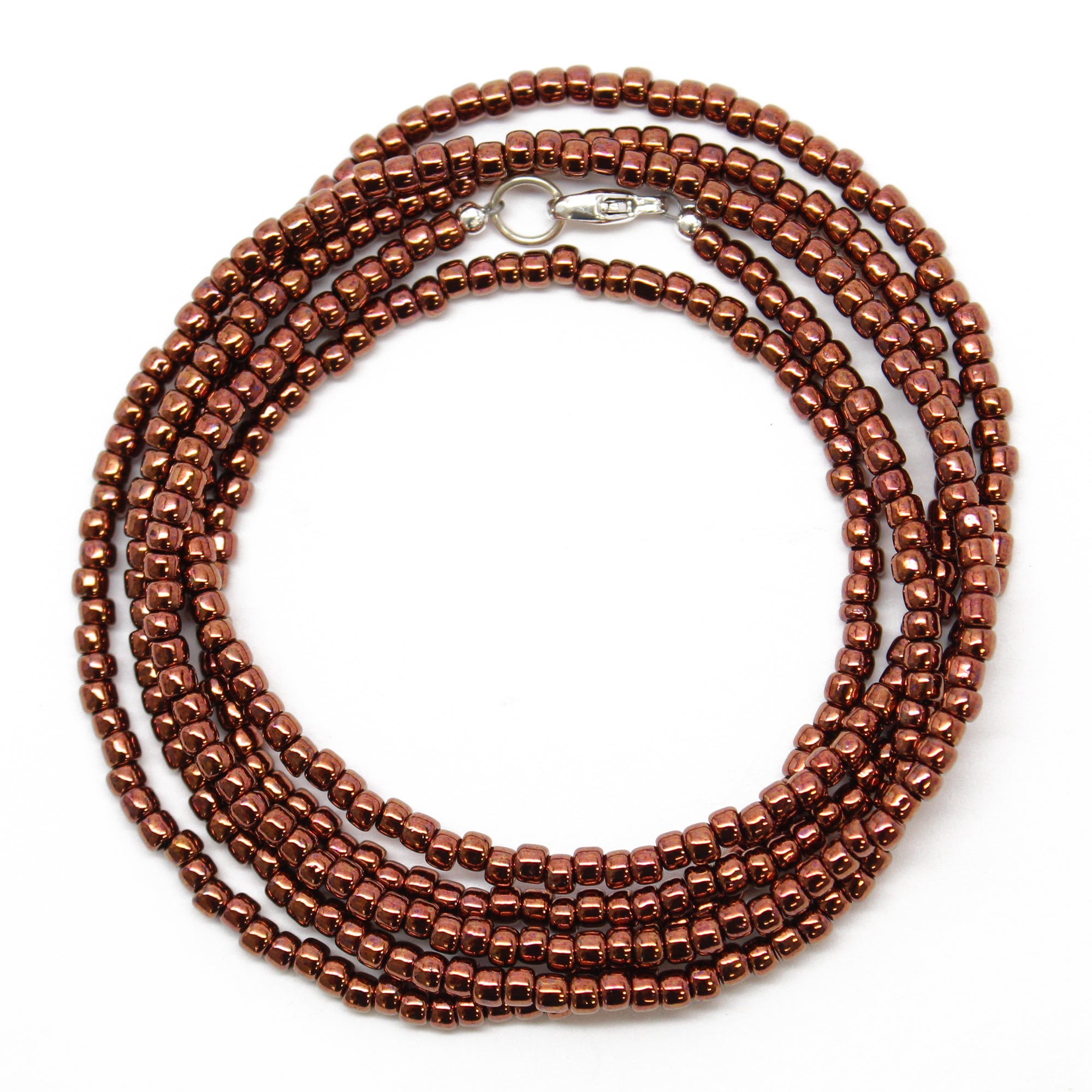 Top reversible Silver grey copper Beads Necklace for Women