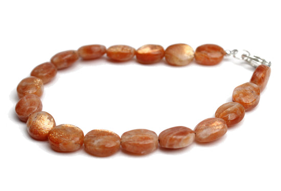 8mm Sunstone Bracelet with Sterling Silver or Gold Filled Clasp