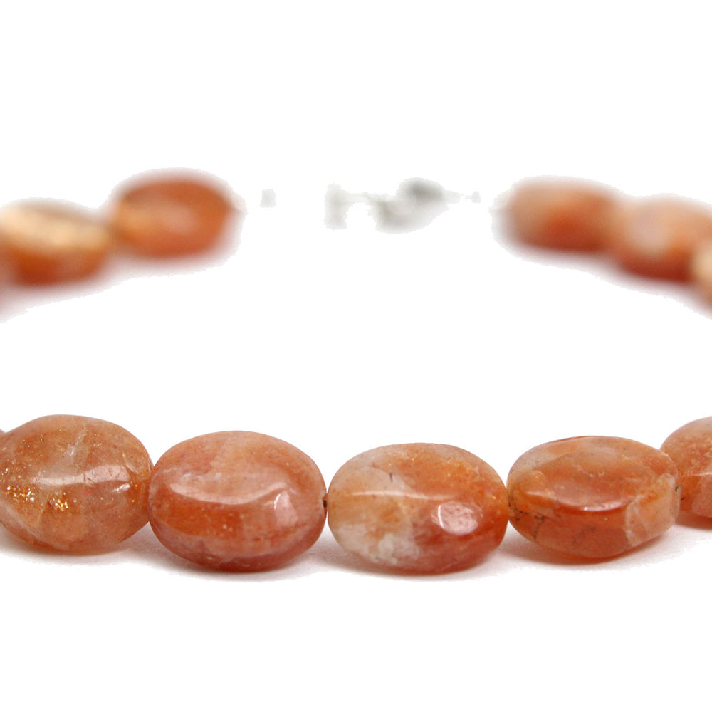8mm Sunstone Bracelet with Sterling Silver or Gold Filled Clasp