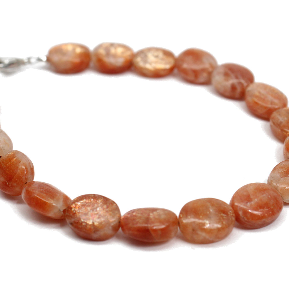 
                      
                        8mm Sunstone Bracelet with Sterling Silver or Gold Filled Clasp
                      
                    