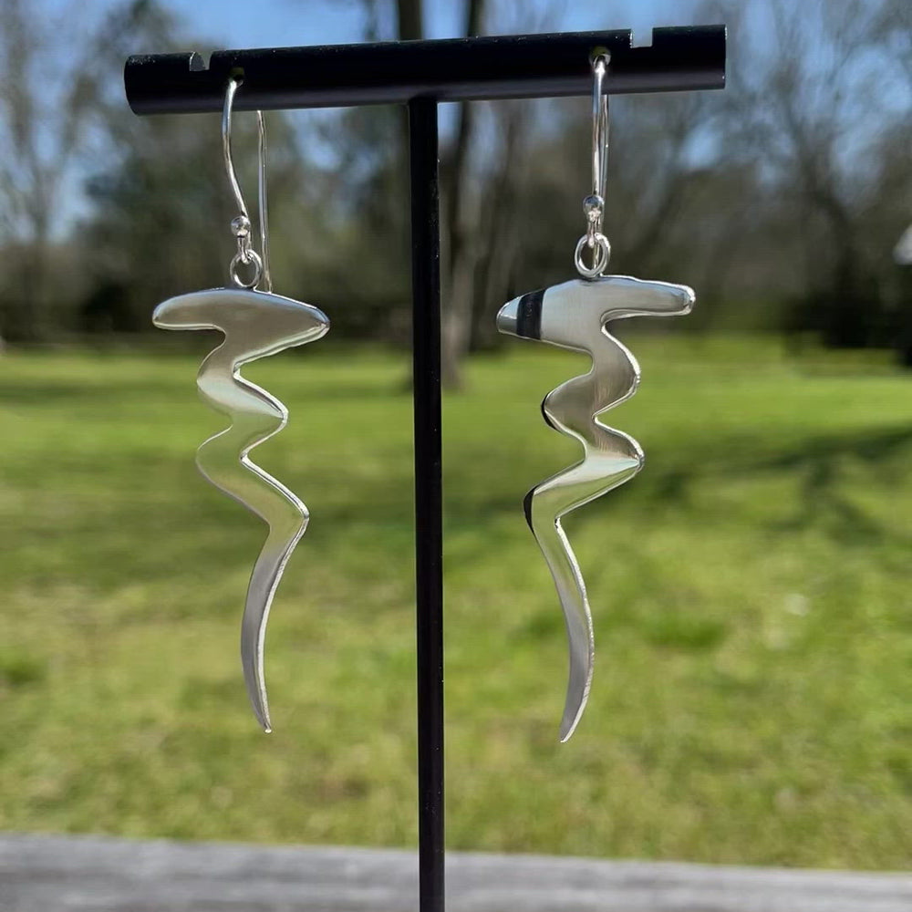 
                      
                        Load and play video in Gallery viewer, Sterling Silver Squiggle Earrings
                      
                    
