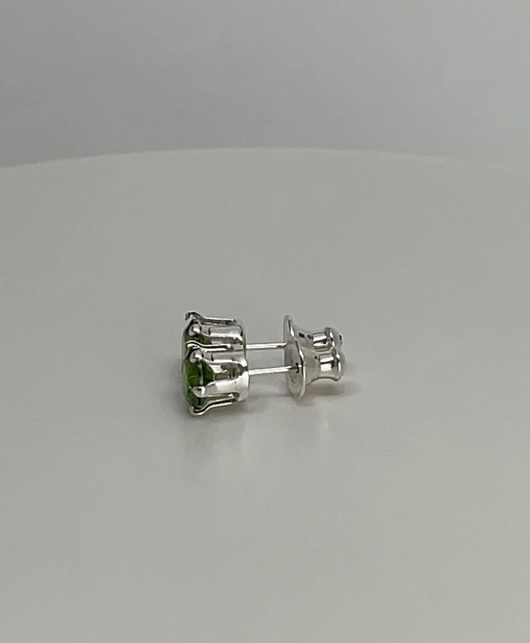 6mm Prong Set Simulated Peridot Stud Earrings in Sterling Silver