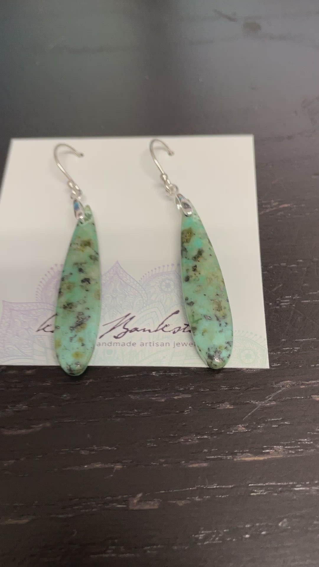 Load and play video in Gallery viewer, African Turquoise Slab Earrings
