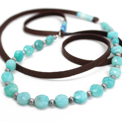 Amazonite and Leather Necklace