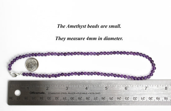 Load image into Gallery viewer, Amethyst Bead Necklace Strand, Small 4mm
