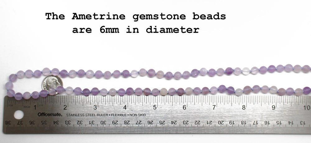 
                      
                        Hand Knotted Purple Ametrine Bead Necklace, 28" Long Endless Strand
                      
                    