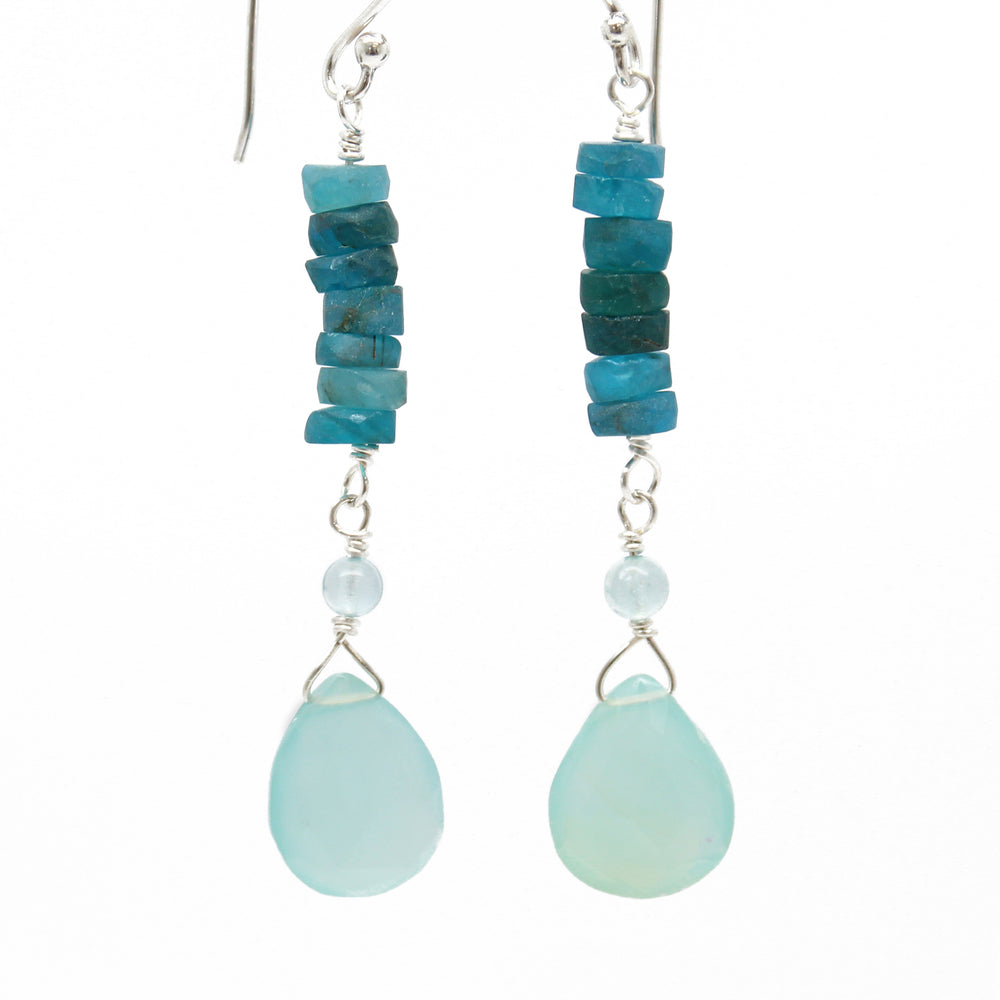 Apatite and Chalcedony Earrings in Sterling Silver