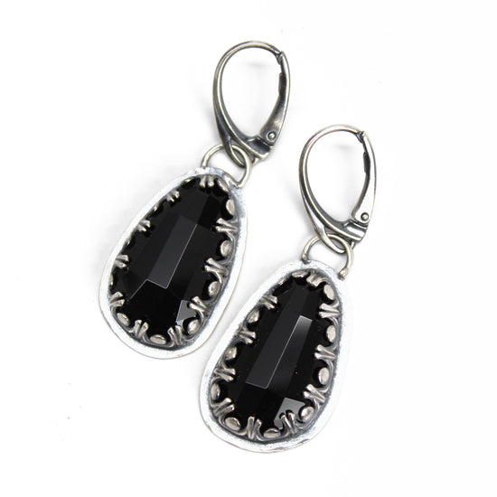 Black Onyx and Sterling Silver Dangle Earrings