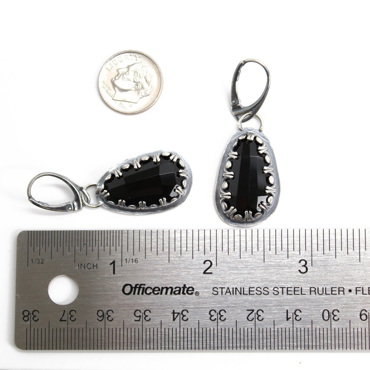 Black Onyx and Sterling Silver Dangle Earrings