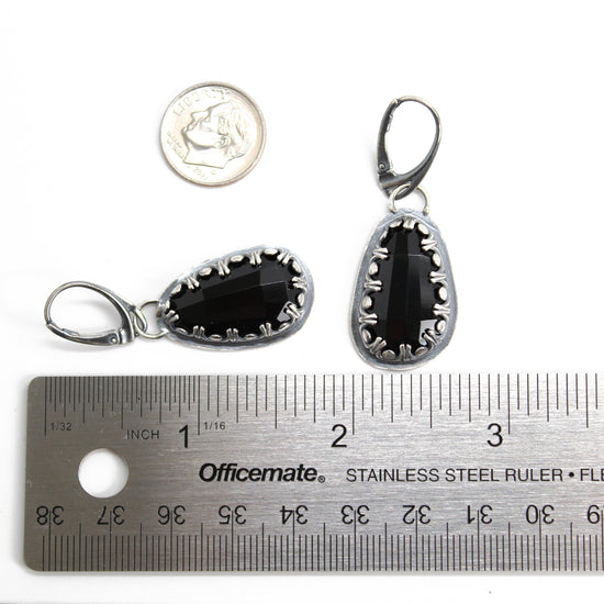 Load image into Gallery viewer, Black Onyx and Sterling Silver Dangle Earrings
