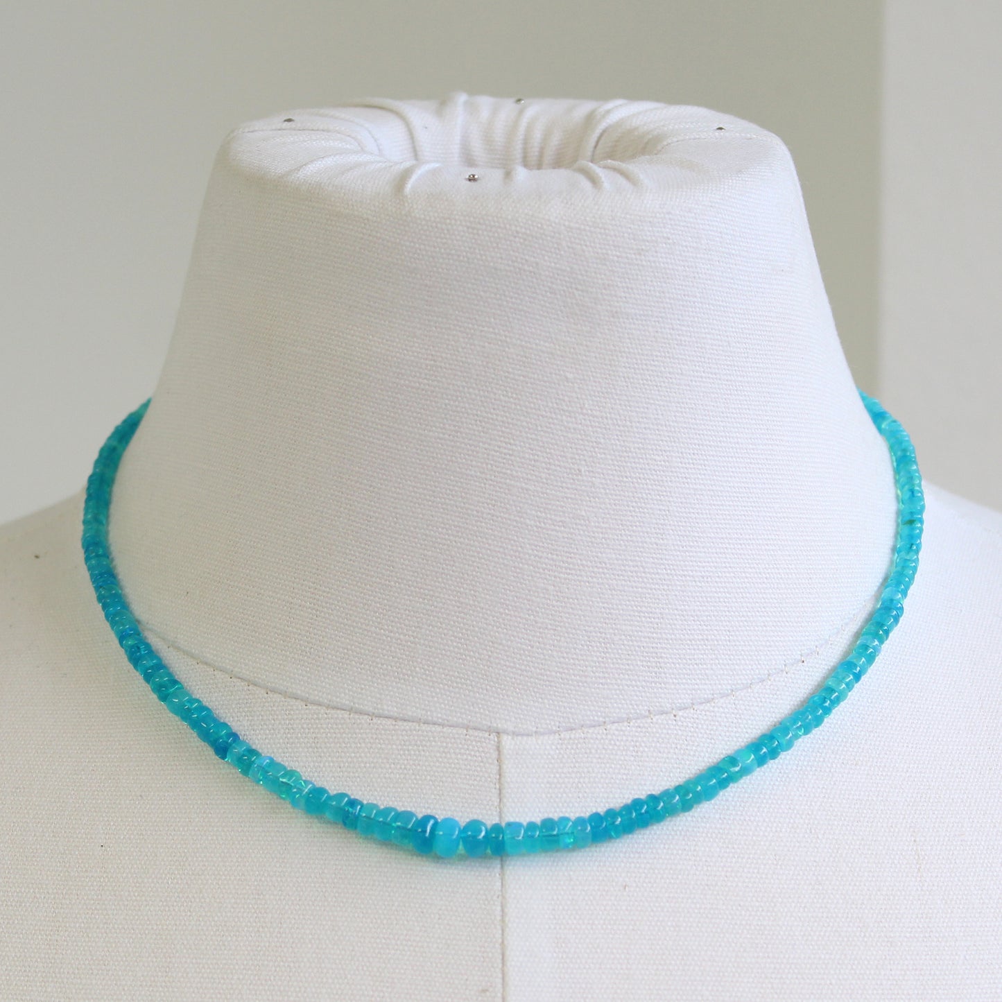 Blue Opal Necklace, 16.5 Inches Long