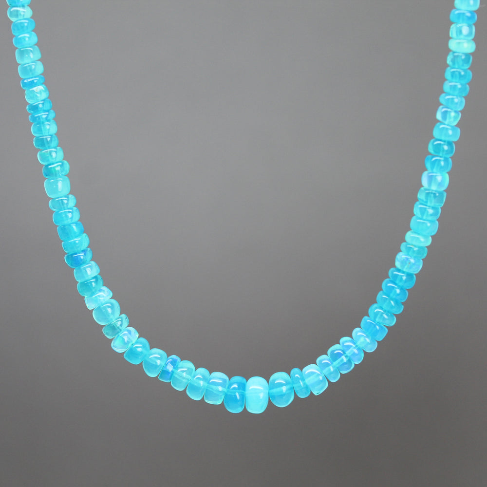 Blue Opal Necklace, 16.5 Inches Long