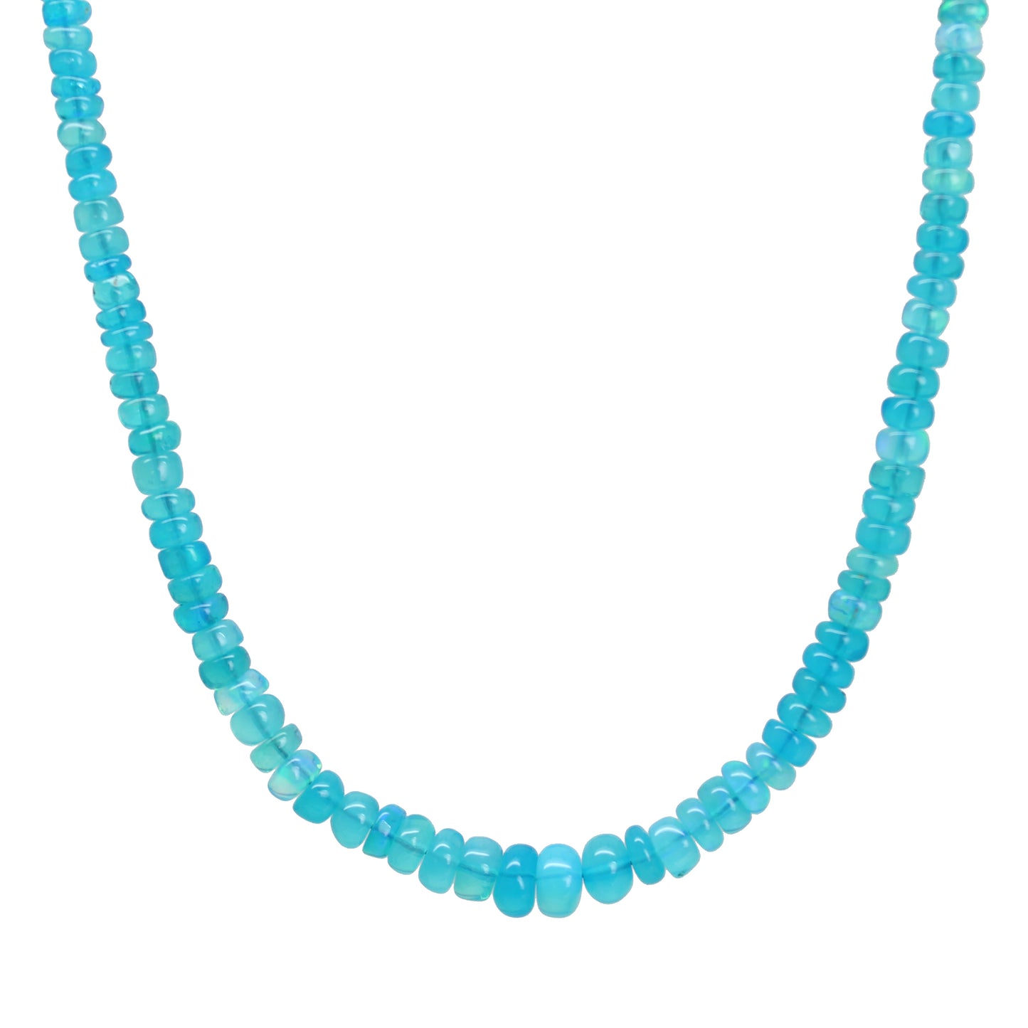 Blue Opal Necklace, 16.5 Inches Long
